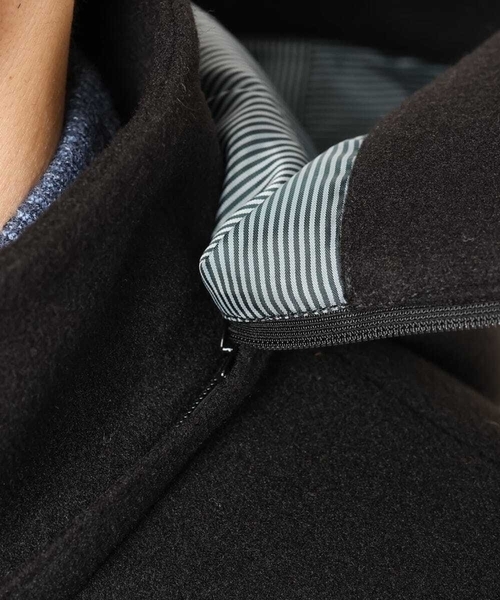 MK MICHEL KLEIN HOMME （エムケーミッシェルクランオム）の「【4サイズ展開/フード着脱/ストレッチ】フード付きコート/RETECメルトン（ステンカラーコート・メンズ・ブラック/ブラウン/ライトブラウン・51/48/46）」の16枚目の写真