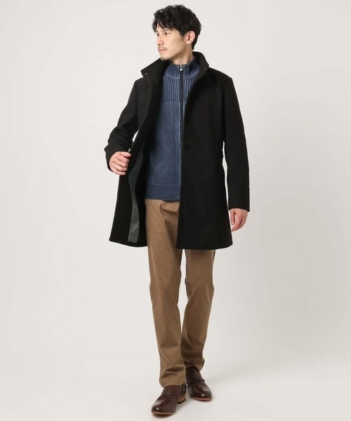 MK MICHEL KLEIN HOMME （エムケーミッシェルクランオム）の「【4サイズ展開/フード着脱/ストレッチ】フード付きコート/RETECメルトン（ステンカラーコート・メンズ・ブラック/ブラウン/ライトブラウン・51/48/46）」の17枚目の写真