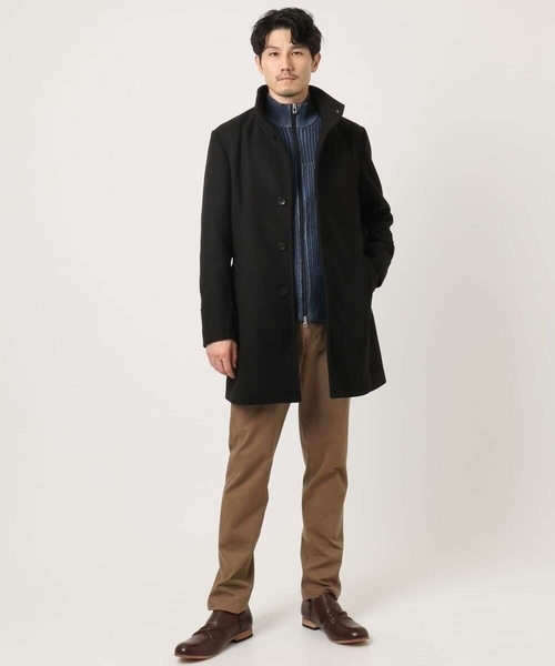 MK MICHEL KLEIN HOMME （エムケーミッシェルクランオム）の「【4サイズ展開/フード着脱/ストレッチ】フード付きコート/RETECメルトン（ステンカラーコート・メンズ・ブラック/ブラウン/ライトブラウン・51/48/46）」の18枚目の写真