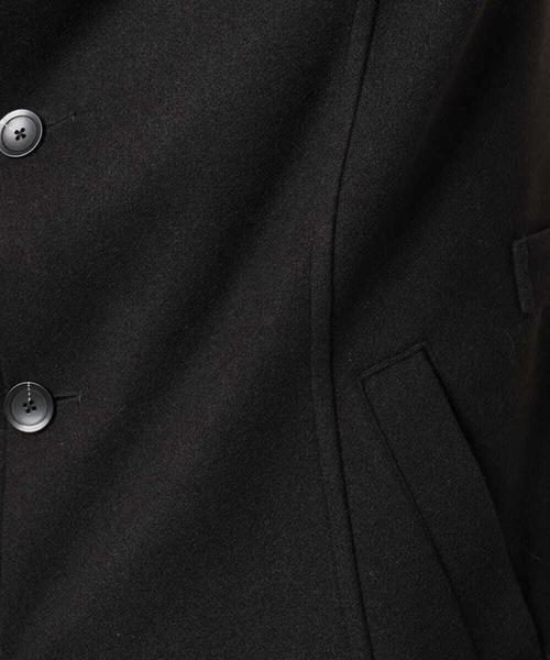 MK MICHEL KLEIN HOMME （エムケーミッシェルクランオム）の「【4サイズ展開/フード着脱/ストレッチ】フード付きコート/RETECメルトン（ステンカラーコート・メンズ・ブラック/ブラウン/ライトブラウン・51/48/46）」の9枚目の写真