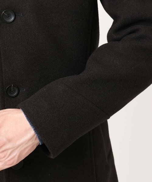 MK MICHEL KLEIN HOMME （エムケーミッシェルクランオム）の「【4サイズ展開/フード着脱/ストレッチ】フード付きコート/RETECメルトン（ステンカラーコート・メンズ・ブラック/ブラウン/ライトブラウン・51/48/46）」の10枚目の写真