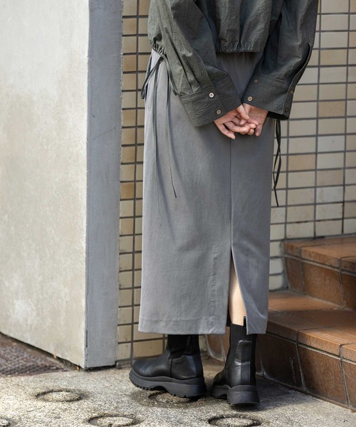 Munich(ミューニック)の「サテンジャージータイトスカート(スカート・レディース・ベージュ/カーキ/ブラック・M)」の6枚目の写真