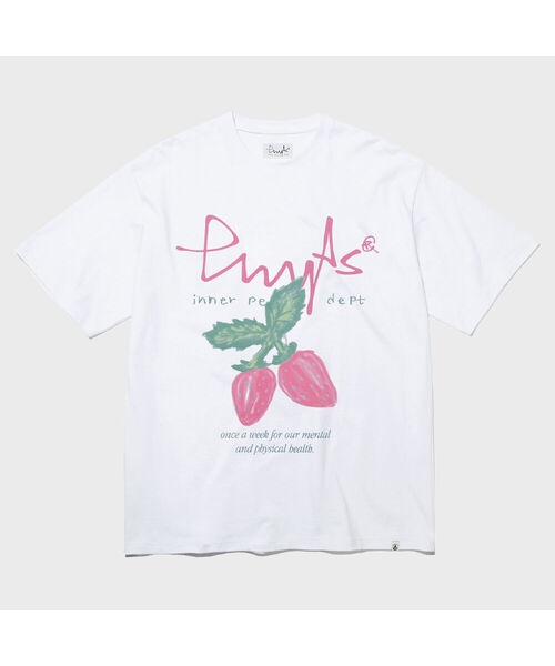 PHYSICAL DEPARTMENT(フィジカル デパートメント)の「ストロベリー半袖Tシャツ_ホワイト/ピンク(Tシャツ/カットソー・レディース・その他・LARGE/MEDIUM/X-LARGE/SMALL)」の1枚目の写真