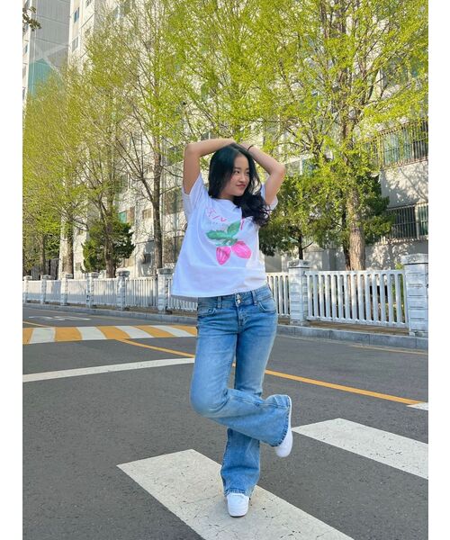 PHYSICAL DEPARTMENT(フィジカル デパートメント)の「ストロベリー半袖Tシャツ_ホワイト/ピンク(Tシャツ/カットソー・レディース・その他・LARGE/MEDIUM/X-LARGE/SMALL)」の13枚目の写真