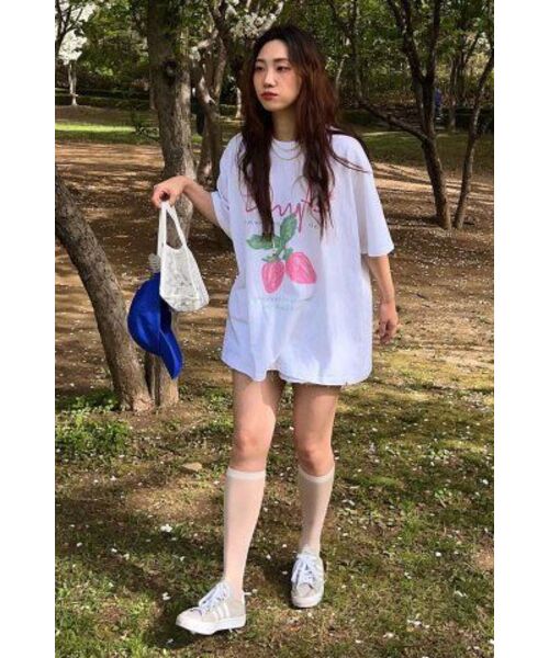 PHYSICAL DEPARTMENT(フィジカル デパートメント)の「ストロベリー半袖Tシャツ_ホワイト/ピンク(Tシャツ/カットソー・レディース・その他・LARGE/MEDIUM/X-LARGE/SMALL)」の21枚目の写真