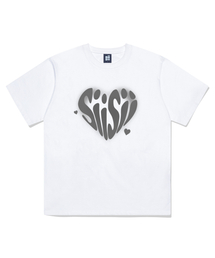 シシハートプリンティング半袖Tシャツホワイト