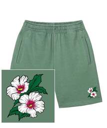 KOREAN FLOWER スウェットハーフパンツ - ピグメントグリーン