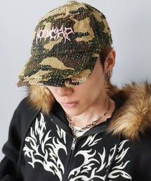 カモフラージュ柄コットンキャップ/ダブルブリム/刺繍ロゴ/ユニセックス