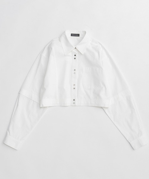 MAISON SPECIAL(メゾンスペシャル)の「2Way Sleeve Short Shirt/2WAYスリーブショートシャツ(シャツ/ブラウス・レディース・ホワイト/ブルー/ブラック・FREE)」の2枚目の写真