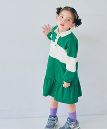 p.premier | 春色の切替ラガー裾フリルワンピース_ジュニア対応(ワンピース)