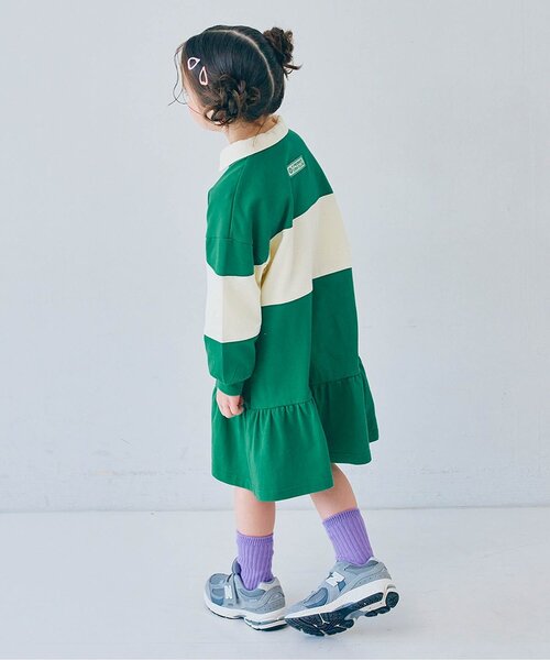 p.premier（ピードットプルミエ）の「春色の切替ラガー裾フリルワンピース_ジュニア対応（ワンピース・キッズ・グリーン/ピンク/イエロー・80/90/100/110/120/130/140）」の5枚目の写真