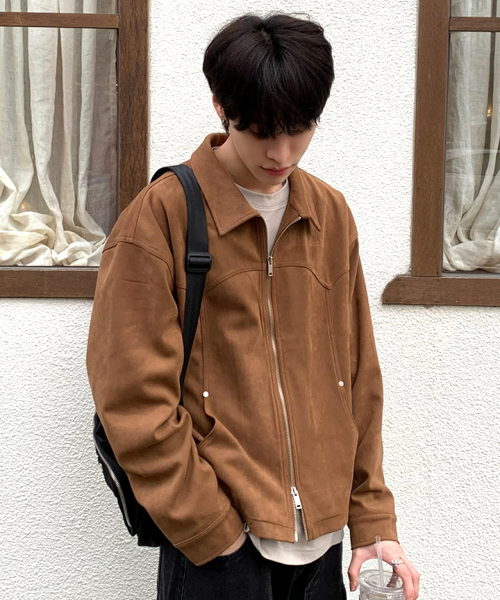 ECORR(エコル)の「クロップスエードシミラージャケット_ブラウン(その他アウター・メンズ・その他・3(XL)/1(M)/2(L))」の1枚目の写真