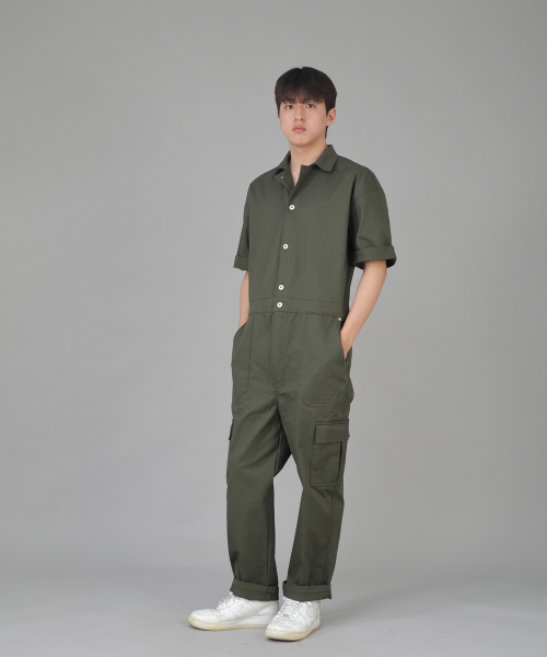 SAINTCREW(セントクルー)の「レトロラインカーゴ半袖ジャンプスーツ RLC-514 カーキ(つなぎ/オールインワン・メンズ・その他・MEDIUM/LARGE/X-LARGE)」の4枚目の写真
