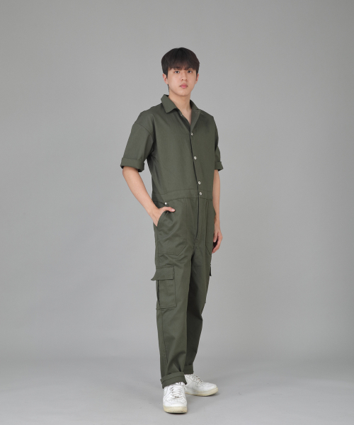 SAINTCREW(セントクルー)の「レトロラインカーゴ半袖ジャンプスーツ RLC-514 カーキ(つなぎ/オールインワン・メンズ・その他・MEDIUM/LARGE/X-LARGE)」の3枚目の写真