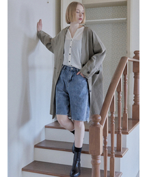 Linen Long Jacket - KHAKI