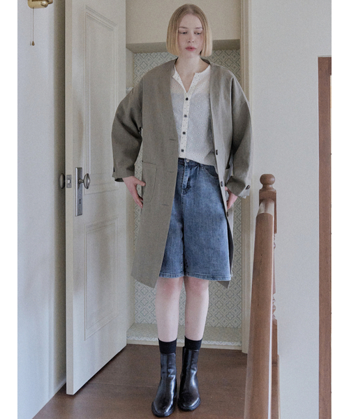 AVANT-G(アバン)の「Linen Long Jacket - KHAKI(その他アウター・レディース・その他・FREE)」の2枚目の写真