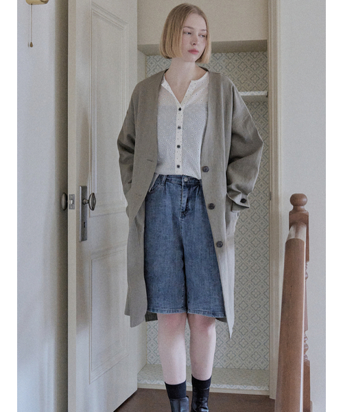 AVANT-G(アバン)の「Linen Long Jacket - KHAKI(その他アウター・レディース・その他・FREE)」の4枚目の写真