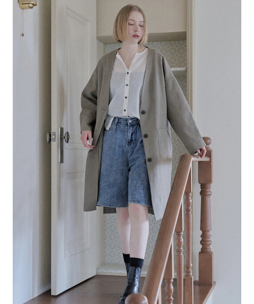 AVANT-G(アバン)の「Linen Long Jacket - KHAKI(その他アウター・レディース・その他・FREE)」の6枚目の写真