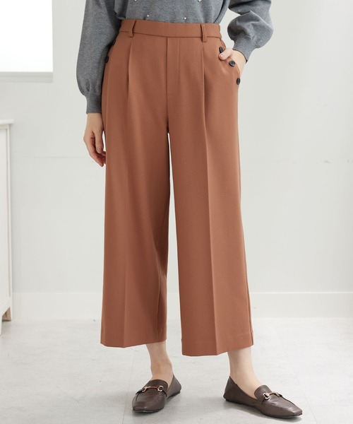 BELLUNA PLUS(ベルーナ)の「サマ見え(W)ボタン使いワイドパンツ61(その他パンツ・レディース・ブラック/グレー系/テラコッタ/ブラック系・X-LARGE/LARGE/MEDIUM/SMALL)」の4枚目の写真