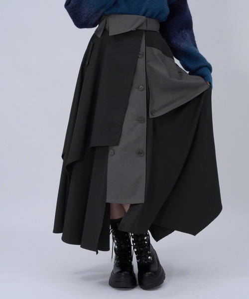 HARE（ハレ）の「サイコウチクトレンチスカート(HARE)（スカート・レディース・ベージュ/ブラック・FREE）」の2枚目の写真