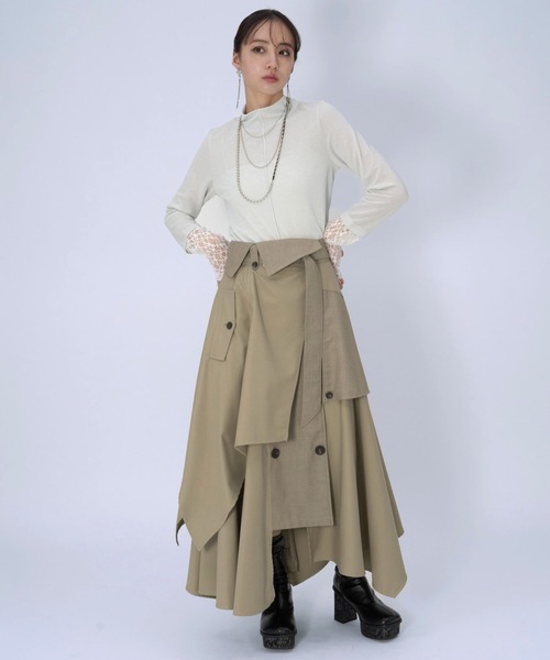 HARE（ハレ）の「サイコウチクトレンチスカート(HARE)（スカート・レディース・ベージュ/ブラック・FREE）」の9枚目の写真