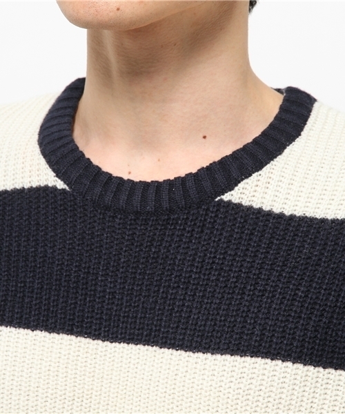 ikka（イッカ）の「畦切替ボーダープルオーバー（ニット/セーター・メンズ・ネイビー/ライトグレー/ホワイト・SMALL/LARGE/MEDIUM/X-LARGE）」の6枚目の写真