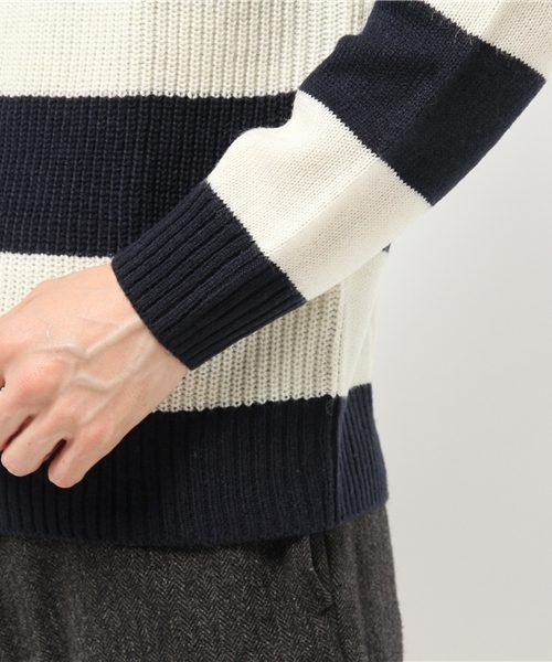 ikka（イッカ）の「畦切替ボーダープルオーバー（ニット/セーター・メンズ・ネイビー/ライトグレー/ホワイト・SMALL/LARGE/MEDIUM/X-LARGE）」の7枚目の写真