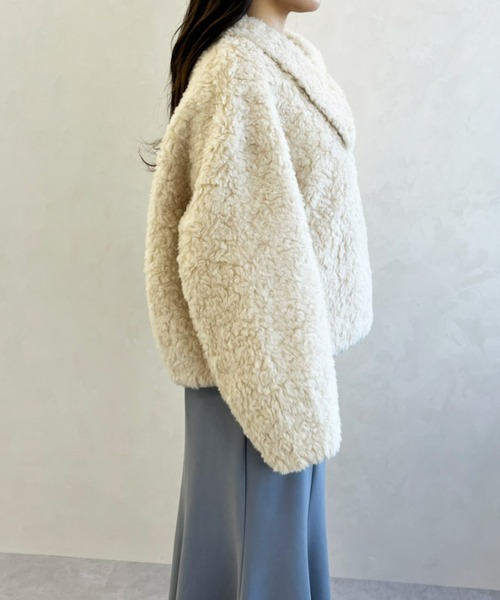 MISCH MASCH(ミッシュマッシュ)の「一部店舗限定 ビッグカラーショートボアジャケット(その他アウター・レディース・アイボリー/ブラック・フリ-)」の14枚目の写真