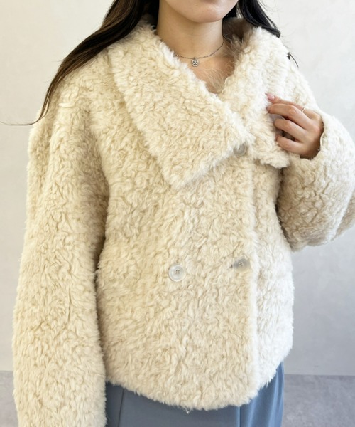 MISCH MASCH(ミッシュマッシュ)の「一部店舗限定 ビッグカラーショートボアジャケット(その他アウター・レディース・アイボリー/ブラック・フリ-)」の15枚目の写真