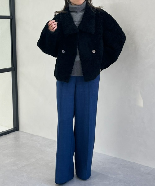 MISCH MASCH(ミッシュマッシュ)の「一部店舗限定 ビッグカラーショートボアジャケット(その他アウター・レディース・アイボリー/ブラック・フリ-)」の12枚目の写真