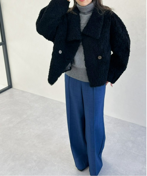 MISCH MASCH(ミッシュマッシュ)の「一部店舗限定 ビッグカラーショートボアジャケット(その他アウター・レディース・アイボリー/ブラック・フリ-)」の8枚目の写真