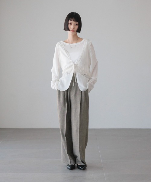 LOWRYS FARM(ローリーズファーム)の「メランジツイルワイドパンツ 589177(デニムパンツ・レディース・グレー/チャコールグレー/ブラウン/ネイビー・SMALL/MEDIUM/LARGE)」の14枚目の写真