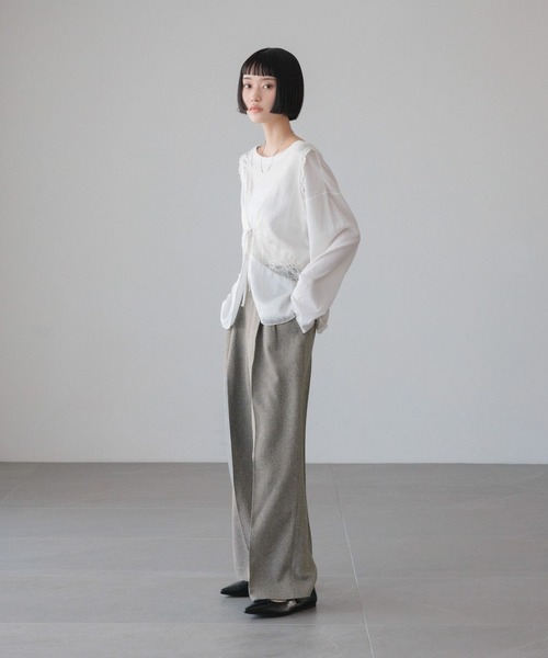 LOWRYS FARM(ローリーズファーム)の「メランジツイルワイドパンツ 589177(デニムパンツ・レディース・グレー/チャコールグレー/ブラウン/ネイビー・SMALL/MEDIUM/LARGE)」の15枚目の写真