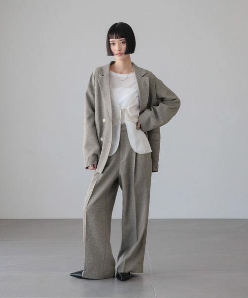 LOWRYS FARM(ローリーズファーム)の「メランジツイルワイドパンツ 589177(デニムパンツ・レディース・グレー/チャコールグレー/ブラウン/ネイビー・SMALL/MEDIUM/LARGE)」の16枚目の写真