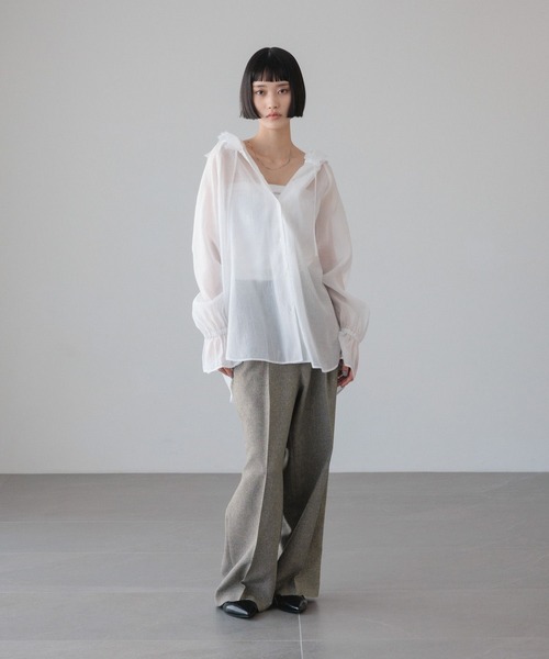 LOWRYS FARM(ローリーズファーム)の「メランジツイルワイドパンツ 589177(デニムパンツ・レディース・グレー/チャコールグレー/ブラウン/ネイビー・SMALL/MEDIUM/LARGE)」の18枚目の写真