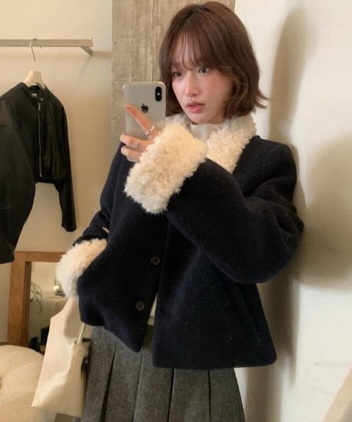 子猫と薔薇のショートコート ショートコート（その他アウター）｜semplice（センプリチェ）の