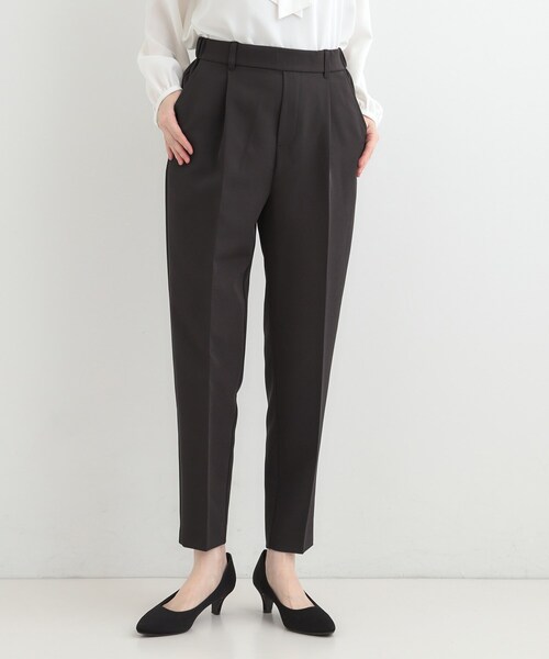 SHOO・LA・RUE（シューラルー）の「【3点スーツセット/洗濯機可】時短で好印象 セットアップ+ブラウス（ノーカラージャケット・レディース・ネイビー/ブラック・02/04/03/01）」の5枚目の写真