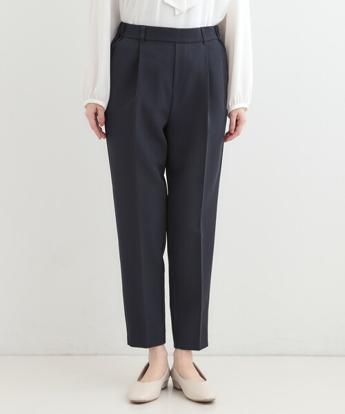 SHOO・LA・RUE（シューラルー）の「【3点スーツセット/洗濯機可】時短で好印象 セットアップ+ブラウス（ノーカラージャケット・レディース・ネイビー/ブラック・02/04/03/01）」の21枚目の写真