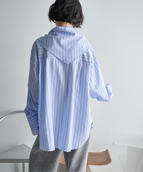 【新品】ジャス♡裾ストライププルオーバー THE Yon ブラウス シャツ ストールセットオーバーサイズストライプ
