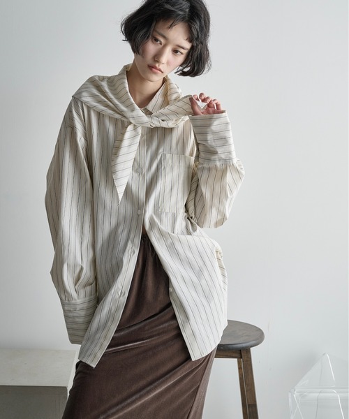 ストールセットオーバーサイズストライプシャツ（シャツ/ブラウス