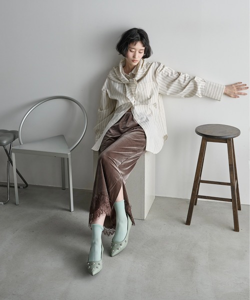 ストールセットオーバーサイズストライプシャツ（シャツ/ブラウス