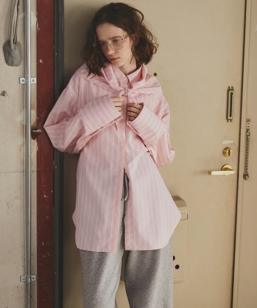 ストールセットオーバーサイズストライプシャツ（シャツ/ブラウス