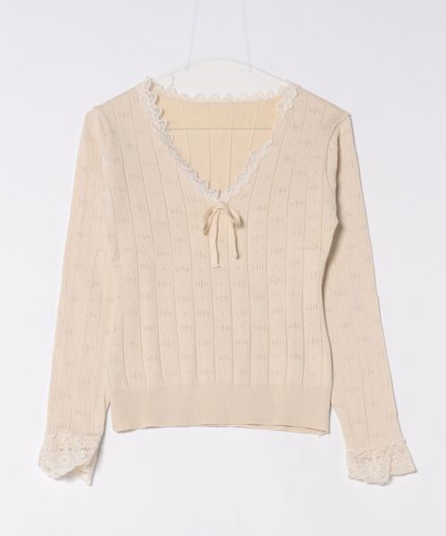 frunco（フランコ）の「【ZOZOTOWN限定】Vネックレースカットトップス（Tシャツ/カットソー・レディース・グレー/アイボリー/ブラック・FREE）」の5枚目の写真