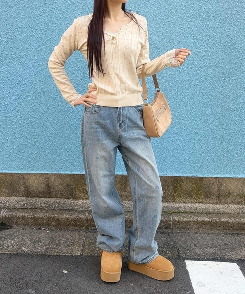 frunco（フランコ）の「【ZOZOTOWN限定】Vネックレースカットトップス（Tシャツ/カットソー・レディース・グレー/アイボリー/ブラック・FREE）」の12枚目の写真