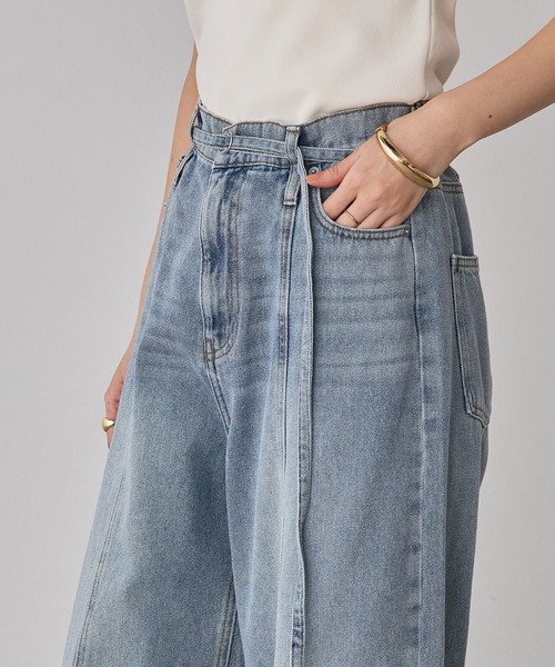 hunch（ハンチ）の「デニム/ツイル バレルパンツ（デニムパンツ・レディース・ライトインディゴブルー/ベージュ/ワンウォッシュ・FREE）」の14枚目の写真