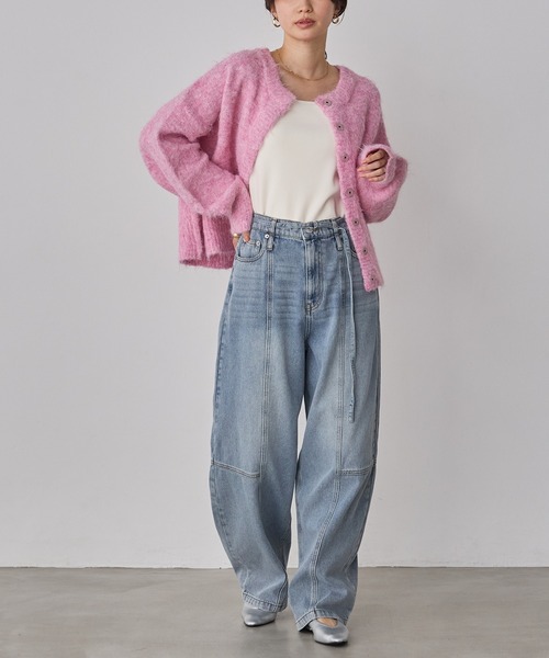 hunch（ハンチ）の「デニム/ツイル バレルパンツ（デニムパンツ・レディース・ライトインディゴブルー/ベージュ/ワンウォッシュ・FREE）」の17枚目の写真