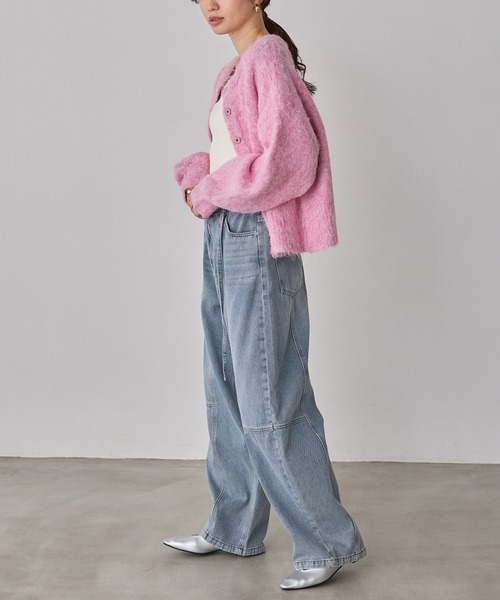 hunch（ハンチ）の「デニム/ツイル バレルパンツ（デニムパンツ・レディース・ライトインディゴブルー/ベージュ/ワンウォッシュ・FREE）」の18枚目の写真