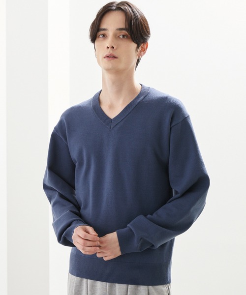 LUENNA（ルエナ）の「【LUENNA】Basic V-Neck Knit / ベーシック Vネックニット（ニット/セーター・メンズ・チャコールグレー/ブルー・L/M/S）」の2枚目の写真
