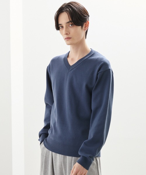 LUENNA（ルエナ）の「【LUENNA】Basic V-Neck Knit / ベーシック Vネックニット（ニット/セーター・メンズ・チャコールグレー/ブルー・L/M/S）」の18枚目の写真