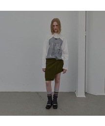 DOUBLE LAYER KNIT SKIRT (KHAKI)